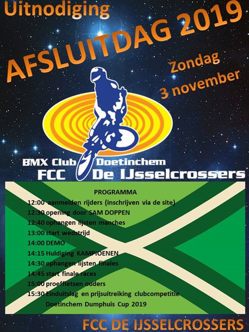 Afsluitdag zondag 3 november 