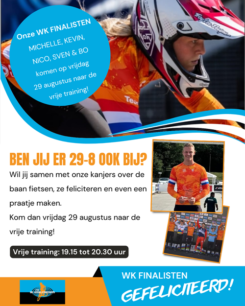 Kom jij 29-8 ook naar de vrije training?